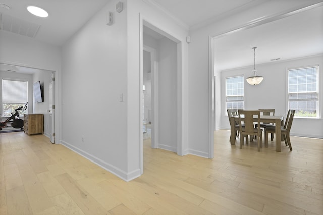 132 Fresh Meadow Ln, Mount Pleasant, SC 29466 - corridor with light wood-style floors and ornamental molding