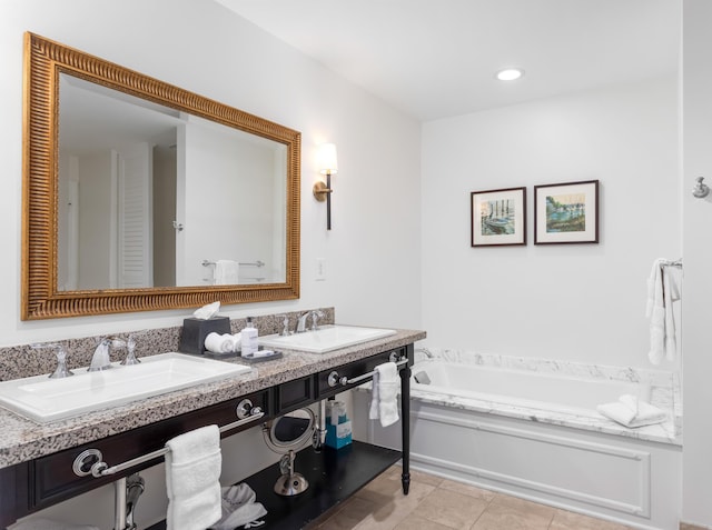 5802 Palmetto Dr Unit B-521/519, Isle Of Palms, SC 29451 - full bath with a garden tub, double vanity, and tile patterned floors
