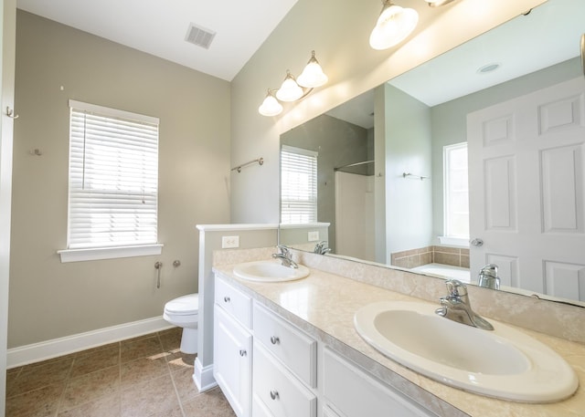 7812 Spring Creek Rd, North Charleston, SC 29418 - bathroom with a shower, double vanity, a bath, and tile patterned flooring