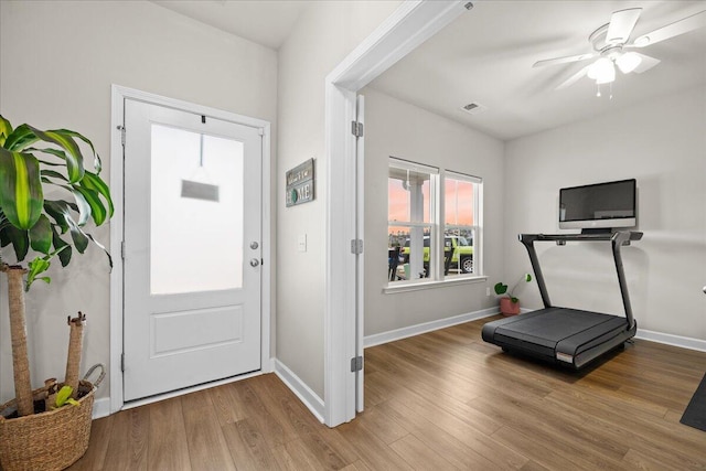 217 Lucca Dr, Summerville, SC 29486 - foyer entrance featuring visible vents, baseboards, and wood finished floors
