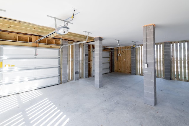 garage with a garage door opener