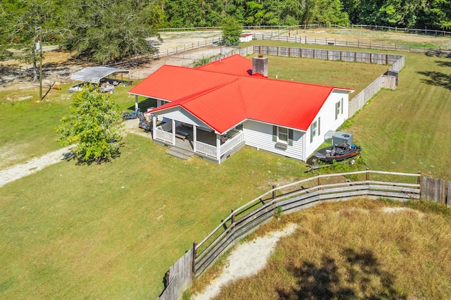 drone / aerial view with a rural view