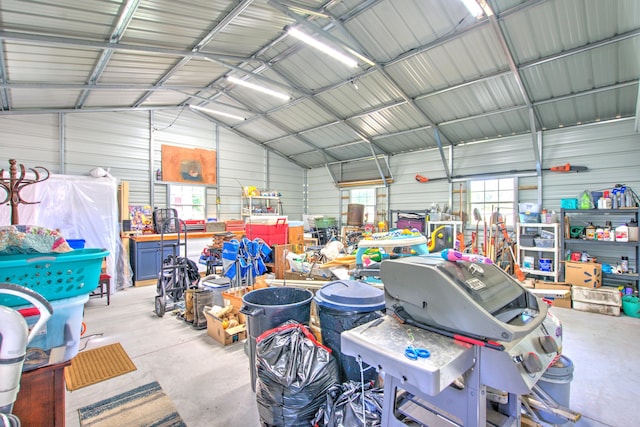 garage featuring metal wall