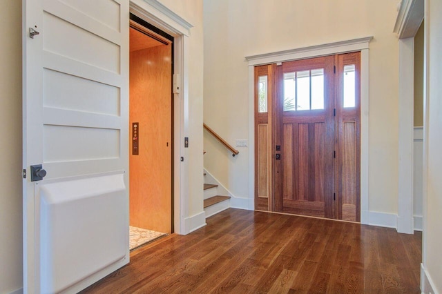 foyer with dark wood-type flooring