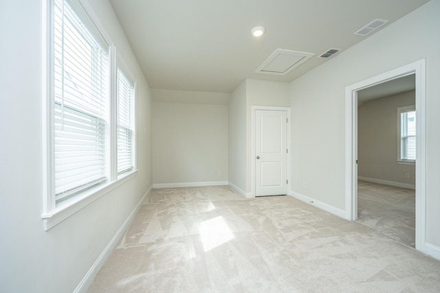 803 Lachicotte Creek Dr, Charleston, SC 29492 - empty room featuring baseboards, carpet, attic access, and visible vents