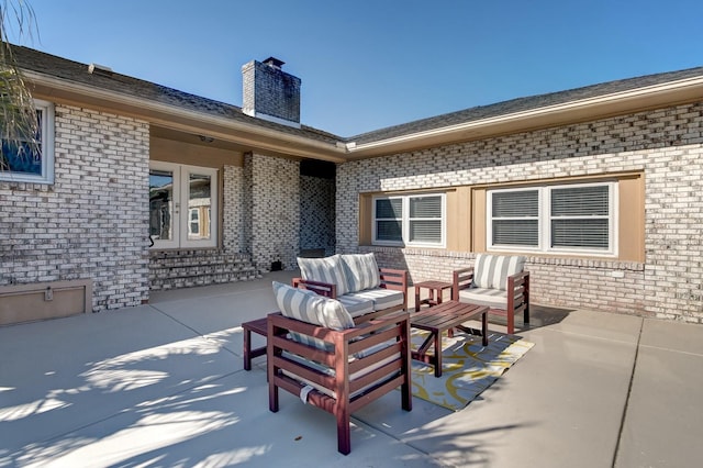 view of patio / terrace with an outdoor hangout area and french doors