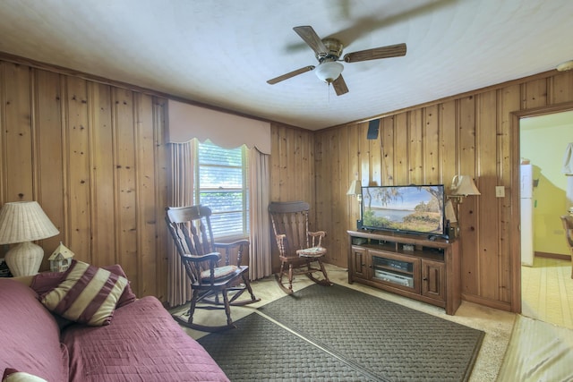 1430 Brian Rd, Charleston, SC 29407 - living area featuring wooden walls and ceiling fan