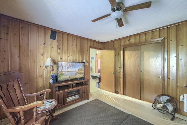 1430 Brian Rd, Charleston, SC 29407 - sitting room featuring wooden walls and ceiling fan