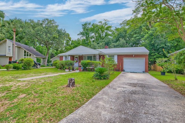 1430 Brian Rd, Charleston, SC 29407 - view of front of house with brick siding, an attached garage, driveway, a chimney, and a porch