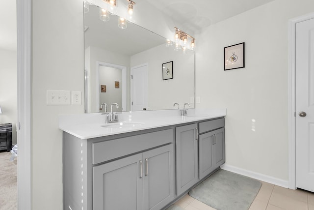 bathroom featuring tile patterned flooring and vanity