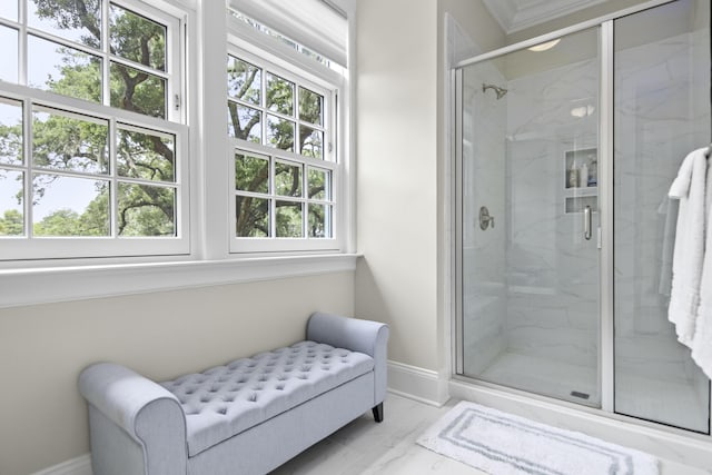 bathroom featuring an enclosed shower