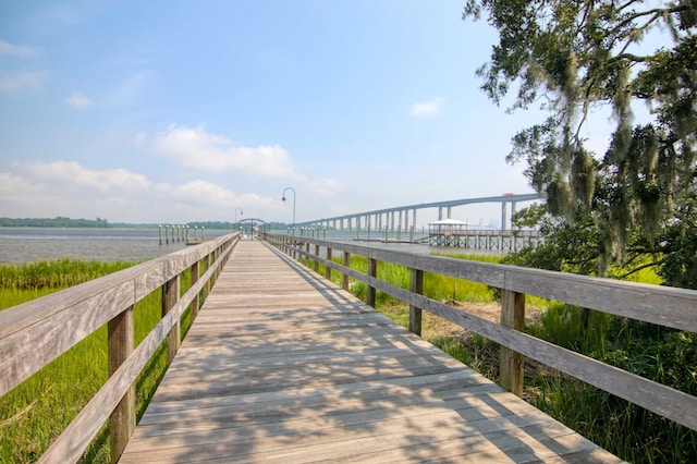 dock area featuring a water view