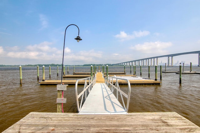 view of dock featuring a water view