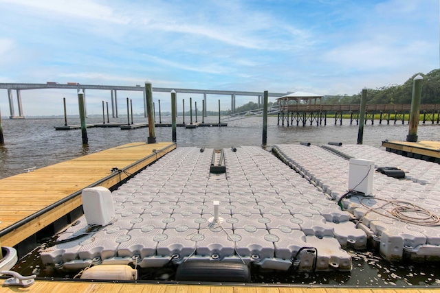 view of dock featuring a water view