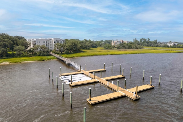 view of dock featuring a water view