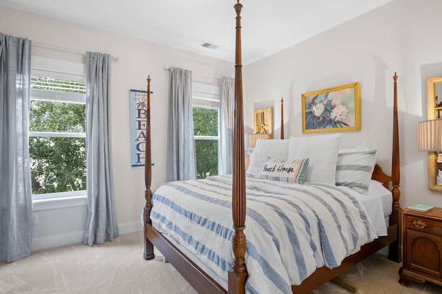 carpeted bedroom with multiple windows