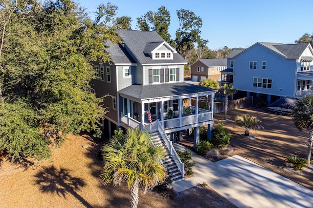 view of front facade featuring covered porch