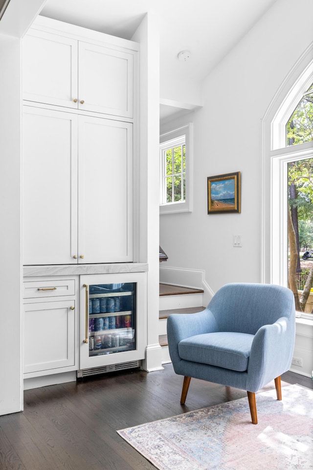 11 Dalton St, Daniel Island, SC 29492 - living area with wine cooler and dark wood-type flooring