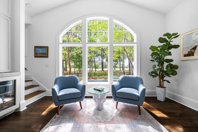 11 Dalton St, Daniel Island, SC 29492 - living area with stairs, dark wood finished floors, and baseboards