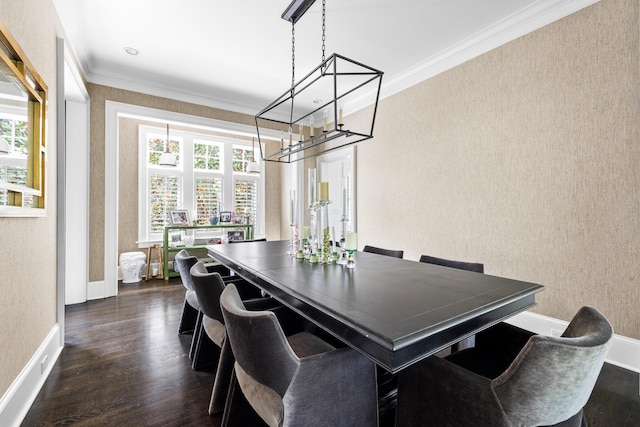 11 Dalton St, Daniel Island, SC 29492 - dining room featuring a chandelier, crown molding, dark wood-style floors, and baseboards