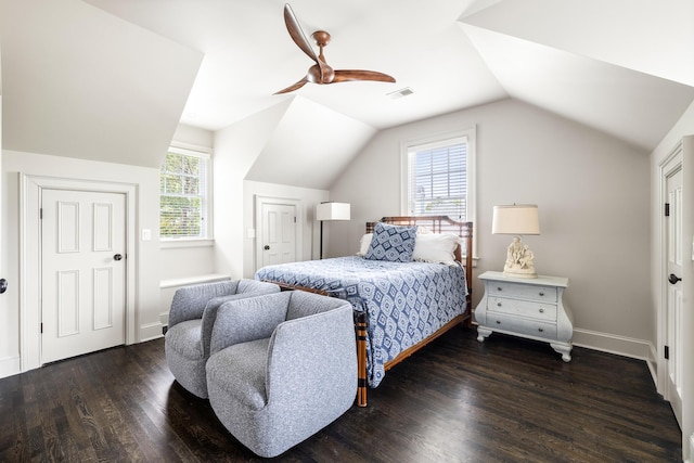 11 Dalton St, Daniel Island, SC 29492 - bedroom with lofted ceiling, wood finished floors, ceiling fan, and baseboards