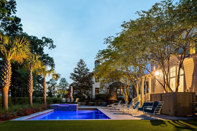 11 Dalton St, Daniel Island, SC 29492 - view of swimming pool with an in-ground hot tub, a patio, and a lawn