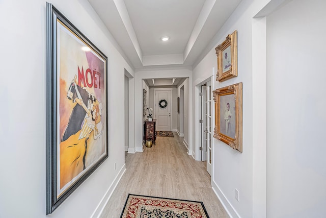 hallway featuring light wood-type flooring