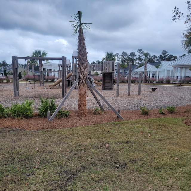 view of playground featuring a yard