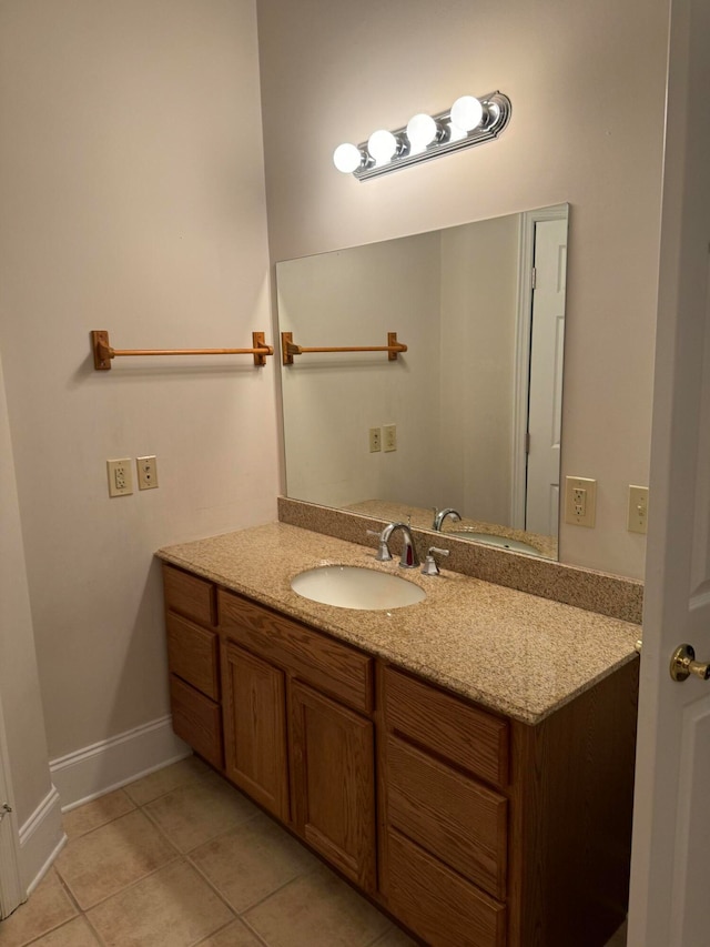 bathroom with vanity and tile patterned floors