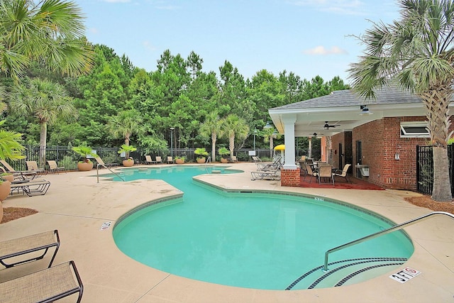 350 Cypress Walk Way, Wando, SC 29492 - community pool with ceiling fan, a patio, and view of scattered trees