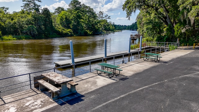 dock area featuring a water view