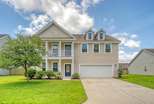 109 Cypress Plantation Rd, Moncks Corner, SC 29461 - view of front of property with a garage, concrete driveway, covered porch, and a balcony