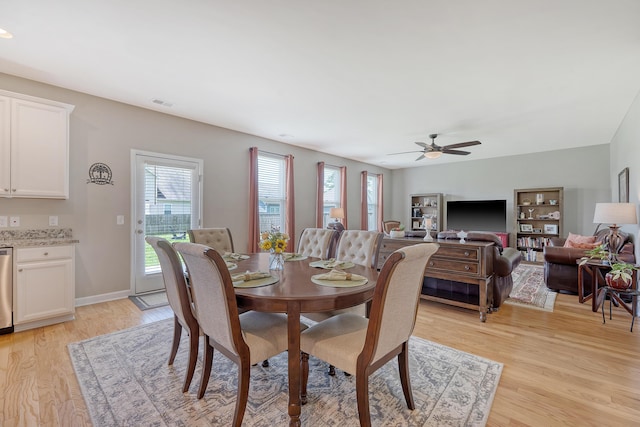 109 Cypress Plantation Rd, Moncks Corner, SC 29461 - dining room with light wood-type flooring and a ceiling fan