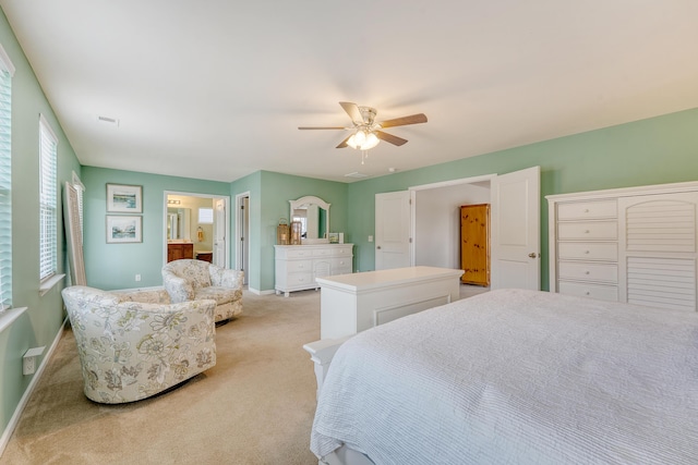 109 Cypress Plantation Rd, Moncks Corner, SC 29461 - bedroom featuring light colored carpet, a ceiling fan, and connected bathroom