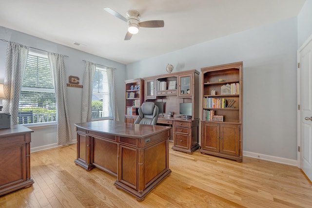109 Cypress Plantation Rd, Moncks Corner, SC 29461 - home office with a ceiling fan and light wood-style floors