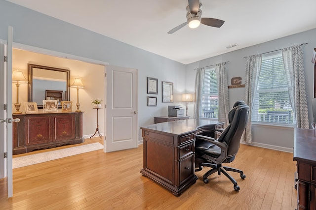 109 Cypress Plantation Rd, Moncks Corner, SC 29461 - home office featuring light wood-style floors and ceiling fan