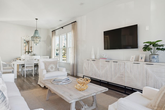 782 Clay Field Trl, Summerville, SC 29485 - living area featuring baseboards, a notable chandelier, and light wood-style floors