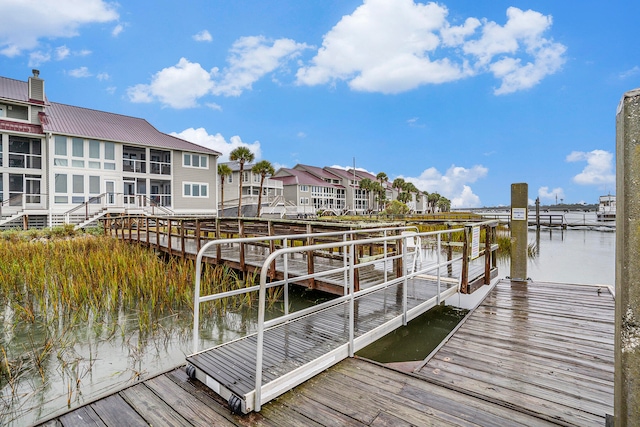 dock area featuring a water view