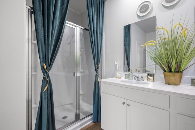 225 N Light Way, Summerville, SC 29486 - full bathroom featuring a stall shower, vanity, and wood finished floors