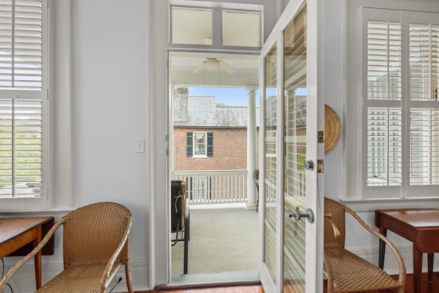 41 Legare St Unit C, Charleston, SC 29401 - entryway with a ceiling fan and french doors