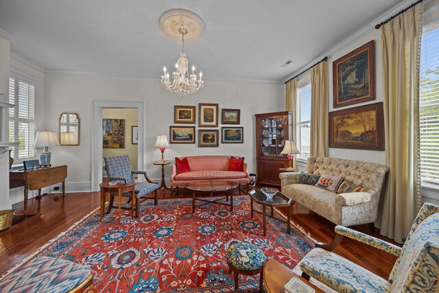 41 Legare St Unit C, Charleston, SC 29401 - sitting room with wood finished floors, a chandelier, ornamental molding, and baseboards