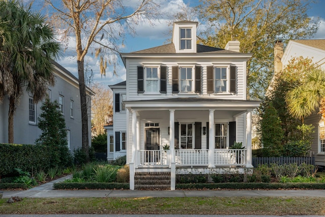 view of front facade featuring covered porch