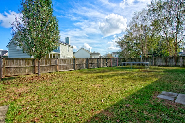 view of yard with a trampoline