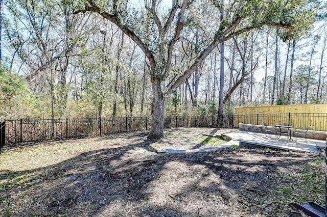 view of yard with a patio area and a fenced backyard