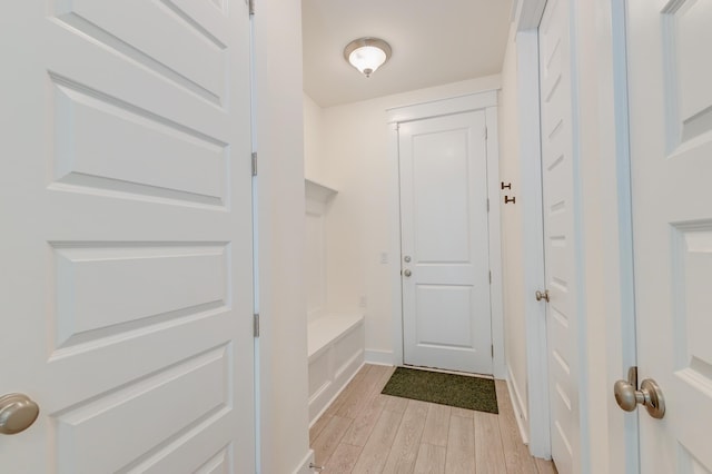 mudroom featuring light wood-style flooring