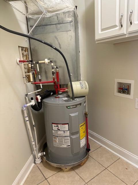 utility room featuring water heater