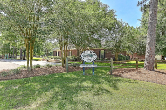 view of community featuring a lawn