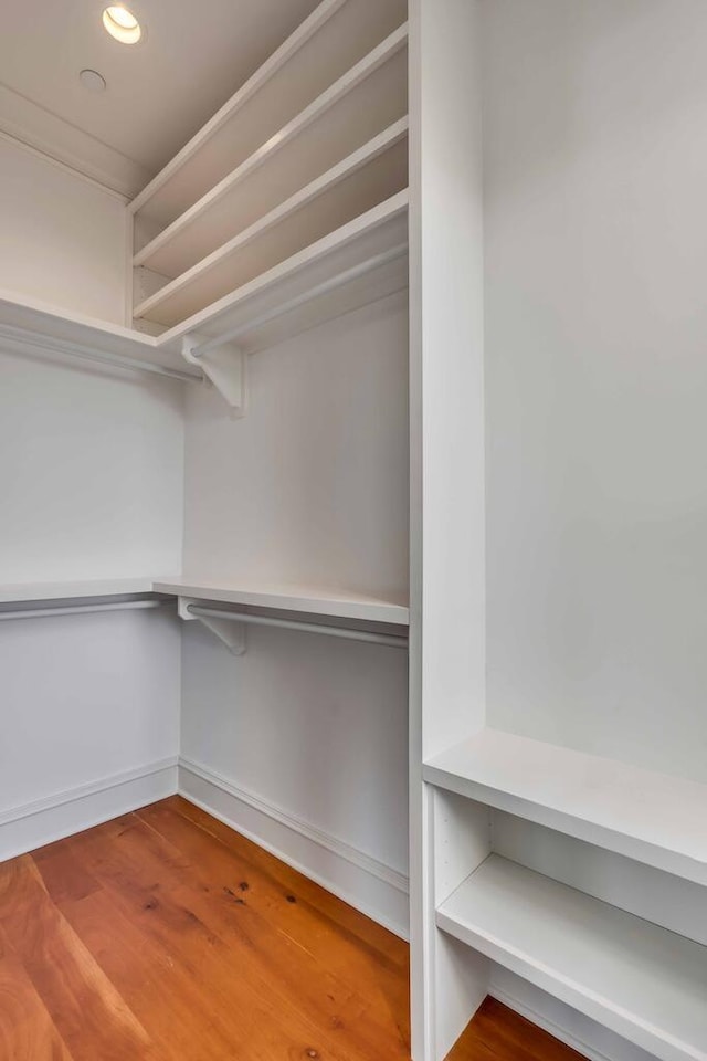 spacious closet featuring wood finished floors