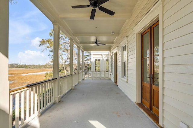 view of patio with ceiling fan