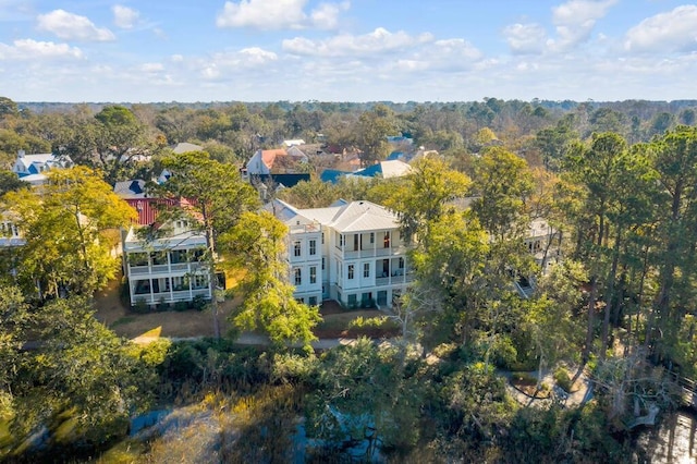 bird's eye view with a view of trees